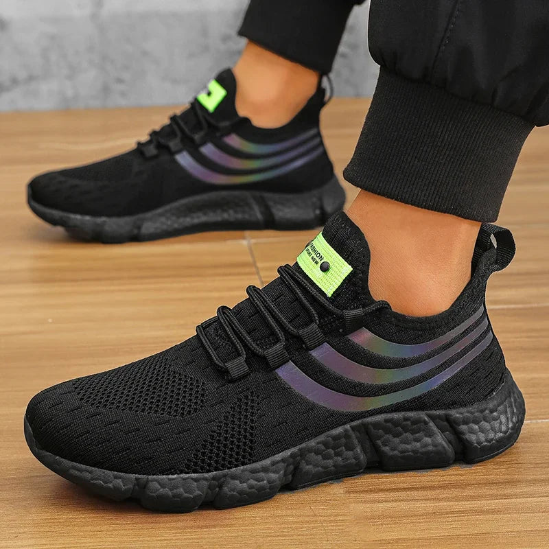 Striped Air Mesh Sneakers | Black | EU 36–46