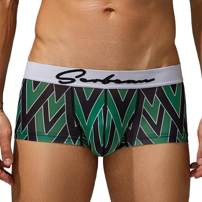 Geometric Boxer Shorts – 4 Colours | M–2XL | Polyester & Elastane
