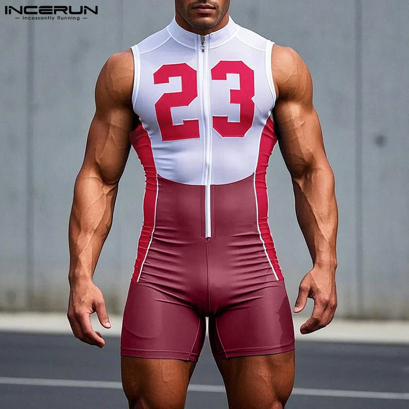 Wrestling Bodysuit – Red, Blue & Black | S–5XL | Polyester & Lycra
