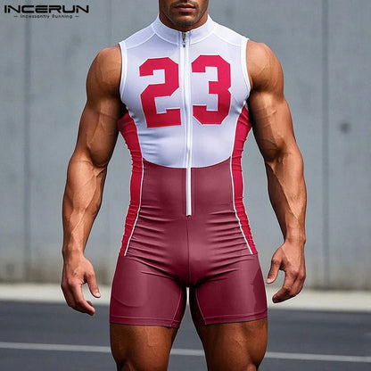 Wrestling Bodysuit – Red, Blue & Black | S–5XL | Polyester & Lycra