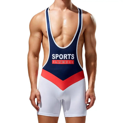 Wrestling Suit – Black & Sky Blue | M–2XL | Polyester & Lycra