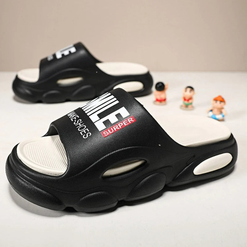 Thick Sole Slide Slippers – White, Black & Beige | EU 38–45