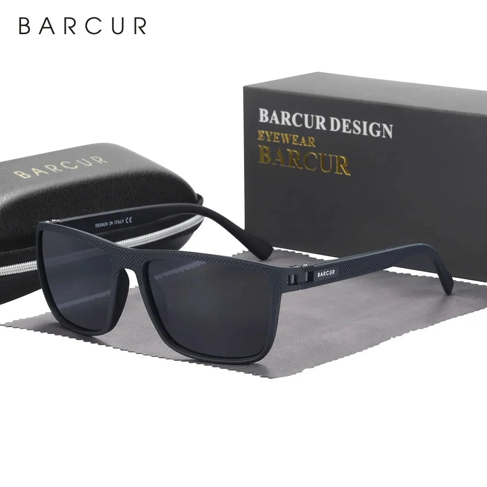 Polarised Rectangle Sports Sunglasses – Black Gray | One Size | TR-90 & TAC
