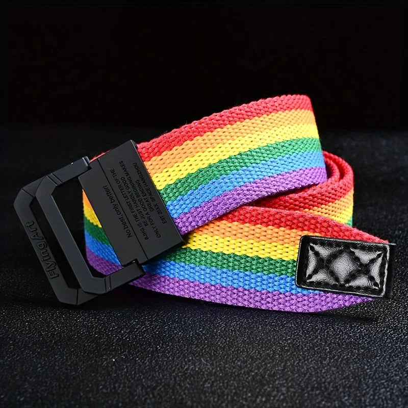 Pride Flag Stripe Canvas Belt – 9 Designs | Double Ring Buckle | 125cm
