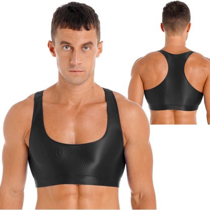 Men's Crop Top | Deep U-Neck Y-Back | 9 Colours | L & XL