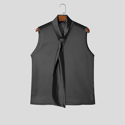 See-Through Sleeveless Shirt – Gray, Black & White | S–5XL