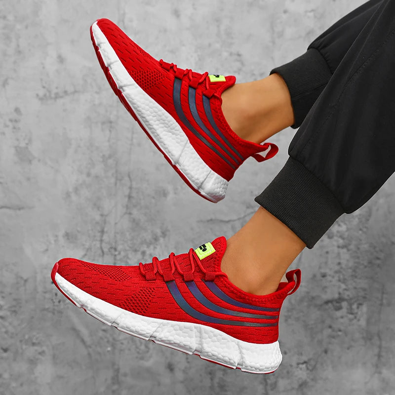 Striped Air Mesh Sneakers | Red | EU 36–46