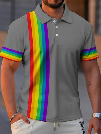 Rainbow Graphic Polo Shirt – 5 Colours | S–5XL | Polyester