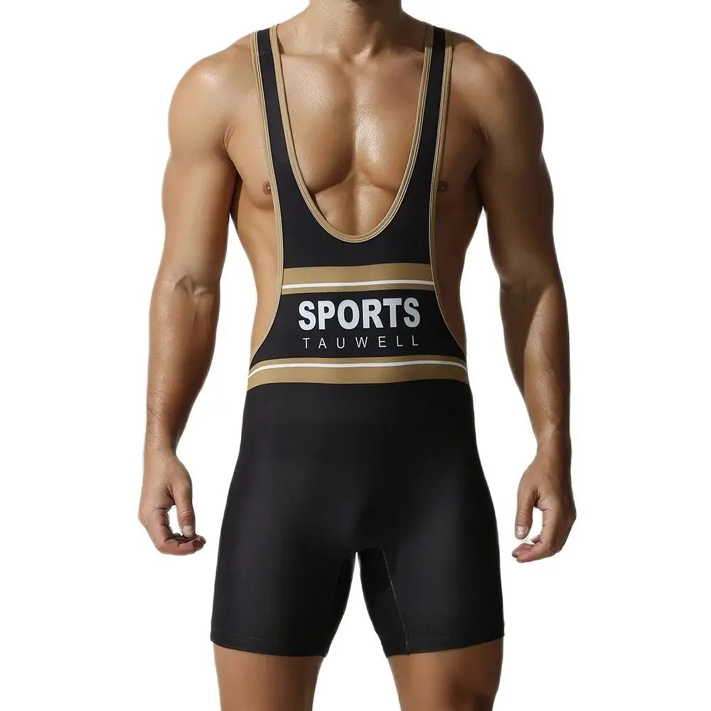 Wrestling Suit – Black, Green & Grey | M–2XL | Polyester & Lycra