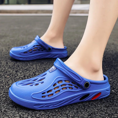Patchwork EVA Clog Sandals – Blue, Gray, Red, White & Black | EU 36–49