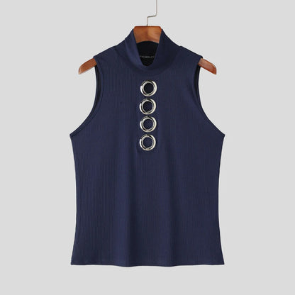 Hollow Out Knitted Tank Top | Turtleneck | 3 Colours | S–5XL