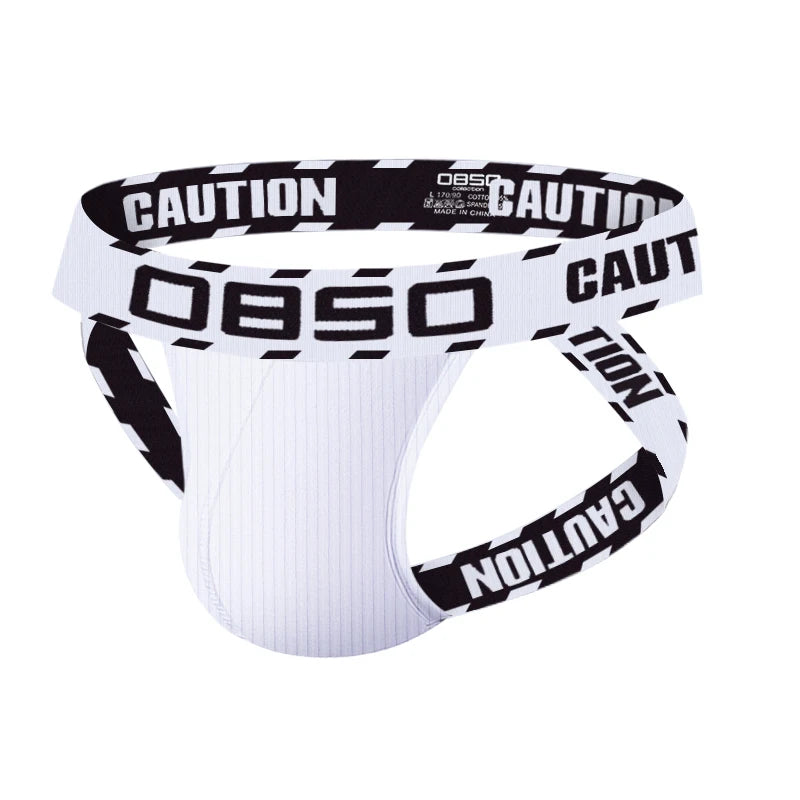 Caution Jockstrap – White, Blue & Red | M–2XL | Cotton &  Lycra