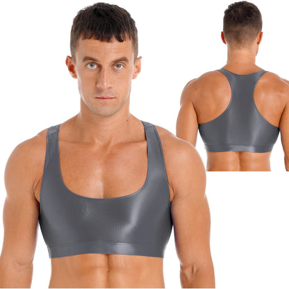 Men's Crop Top | Deep U-Neck Y-Back | 9 Colours | L & XL