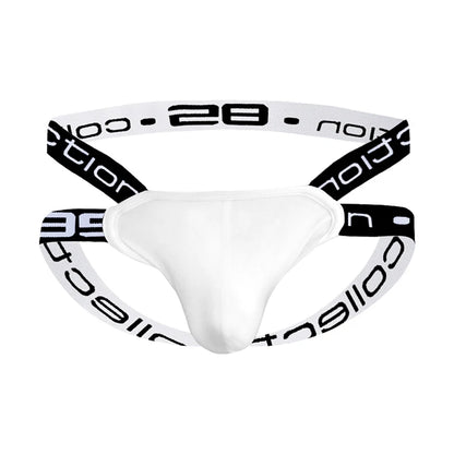 Caution Jockstrap – Black, White & Gray | M–2XL | Cotton & Lycra