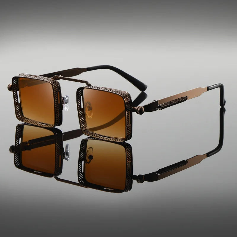 Hollow Frame Geometric Sunglasses – UV400 | 3 Shapes | Alloy Double Beam