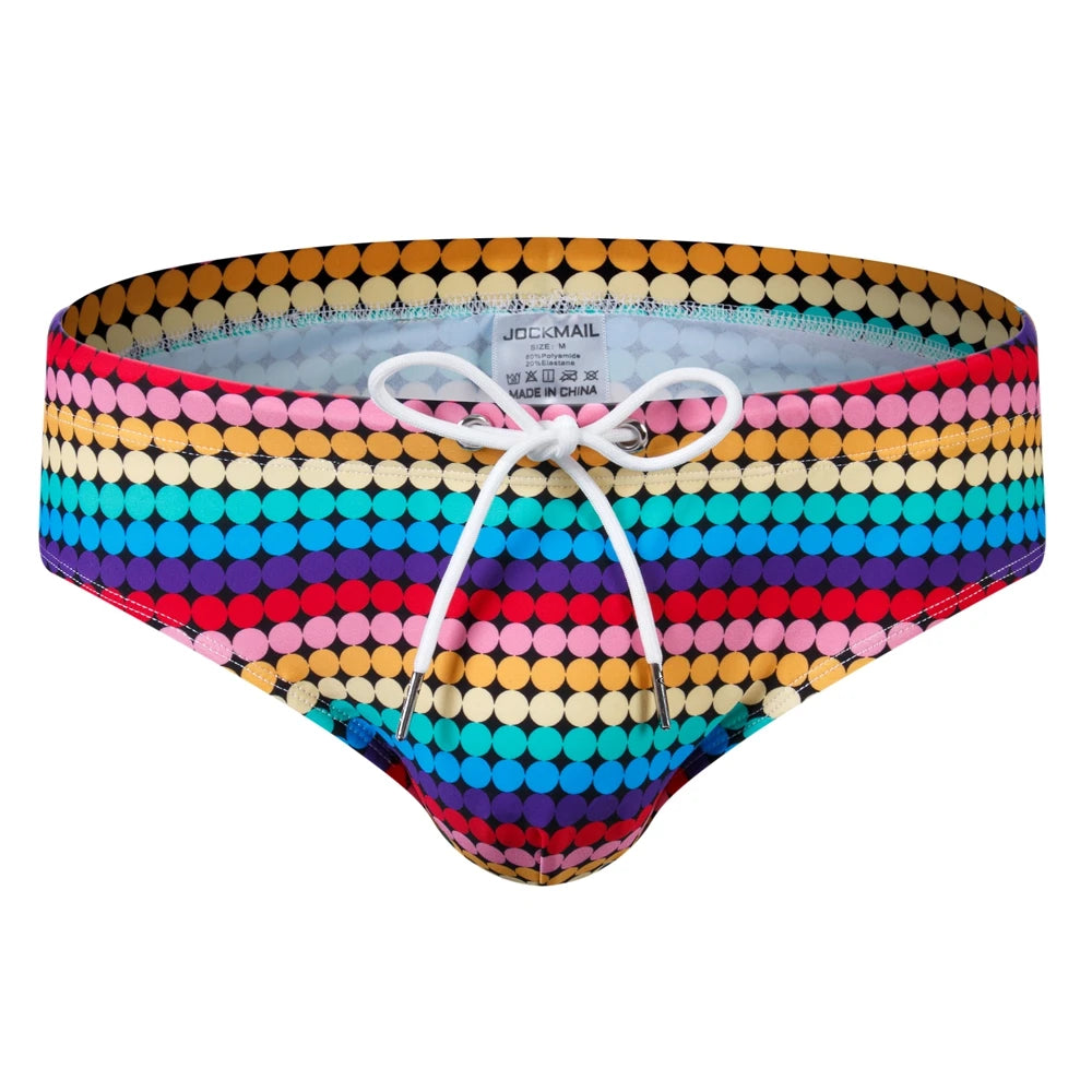 Jockmail Swimbrief – Tropical Leaves, Dots & Rainbow | M–XL