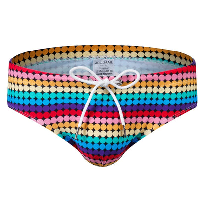 Jockmail Swimbrief – Tropical Leaves, Dots & Rainbow | M–XL