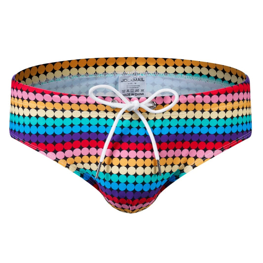 Jockmail Swimbrief – Tropical Leaves, Dots & Rainbow | M–XL