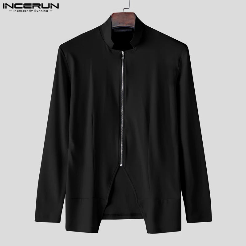 Incerun Collared Vest | Black, White & Blue | S–5XL