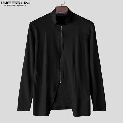 Incerun Collared Vest | Black, White & Blue | S–5XL