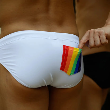 Swimbrief with Rainbow Detail – Dark Blue, Sky Blue, White & Black | M–XXL