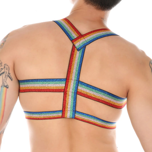 Clever-Men Rainbow Elastic Body Chest Harness 🌈