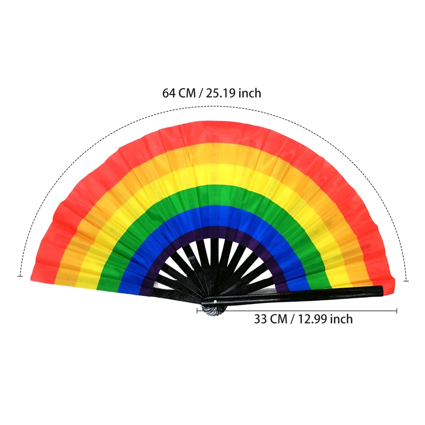 Pride Folding Hand Fan – Dots & Rainbow | Bamboo & Oxford Fabric