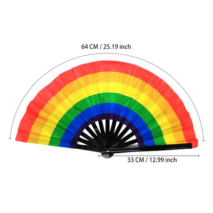 Pride Folding Hand Fan – Dots & Rainbow | Bamboo & Oxford Fabric