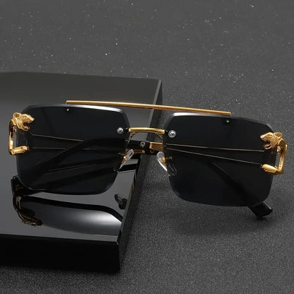 Frameless Punk Sunglasses – UV400 | 2 Colours | Gold Detail