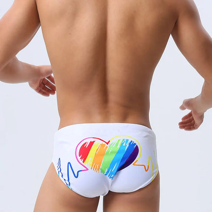 Swimbrief Love & Pride – Built-in Cup | White & Black | M–XXL