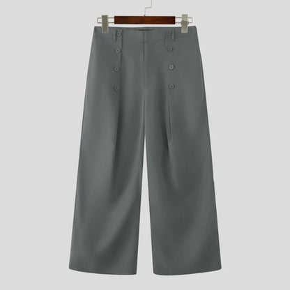 INCERUN Baggy Wide Leg Trousers with Button Details – Bold Wide Leg Pants | S–5XL