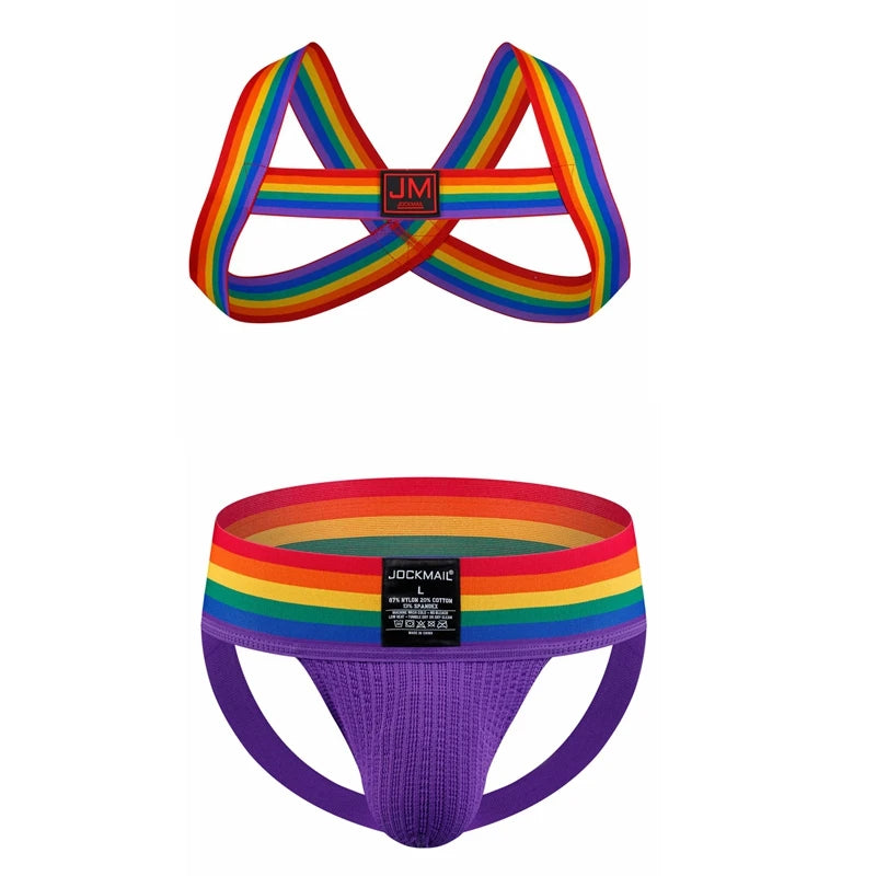 Jockmail Rainbow Harness & Jockstrap Set | 4 Colours | M–XXL
