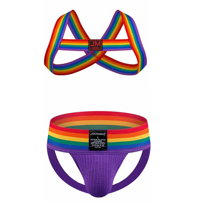 Jockmail Rainbow Harness & Jockstrap Set | 4 Colours | M–XXL
