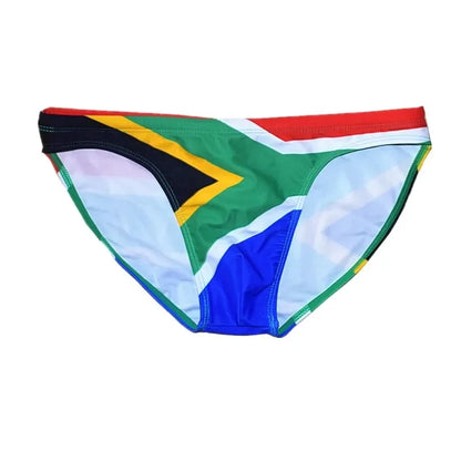 Flag Print Swim Brief – 6 Designs | S–2XL | Polyester & Elastane