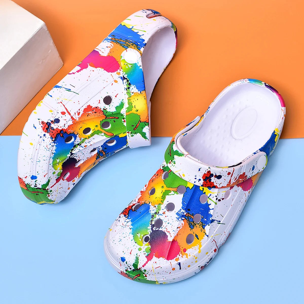 Graffiti Platform Clog Sandals – White | EU 36–45