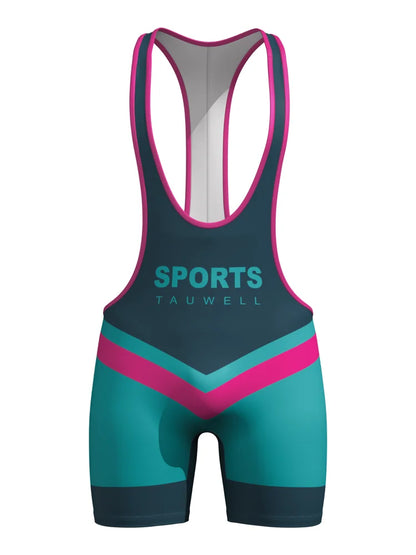 Wrestling Suit – Black, Blue & Cyan | M–2XL | Polyester & Lycra