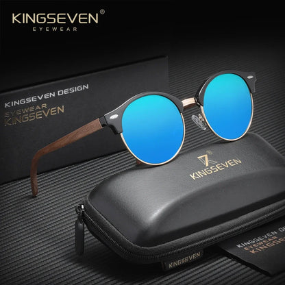 Polarised Round Wooden Sunglasses – 6 Colours | One Size | Plastic & Polycarbonate