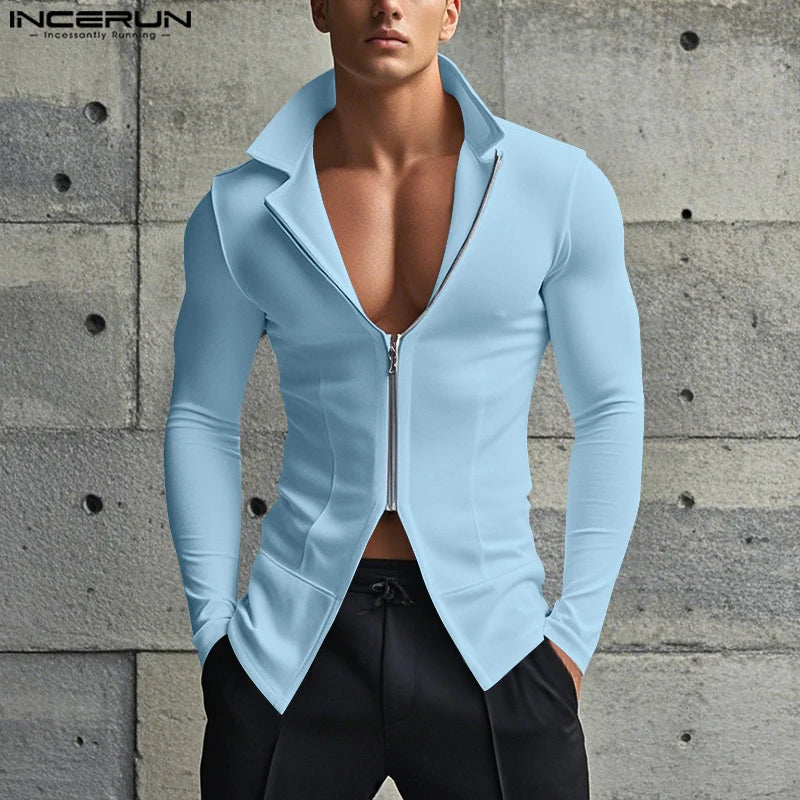 Incerun Collared Vest | Black, White & Blue | S–5XL