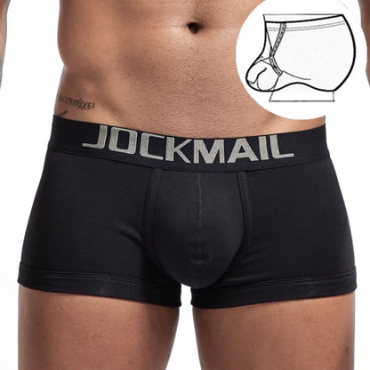 Low-Rise Boxer Brief with Inner Ring – Black, Gray & White | M–2XL | Cotton & Lycra