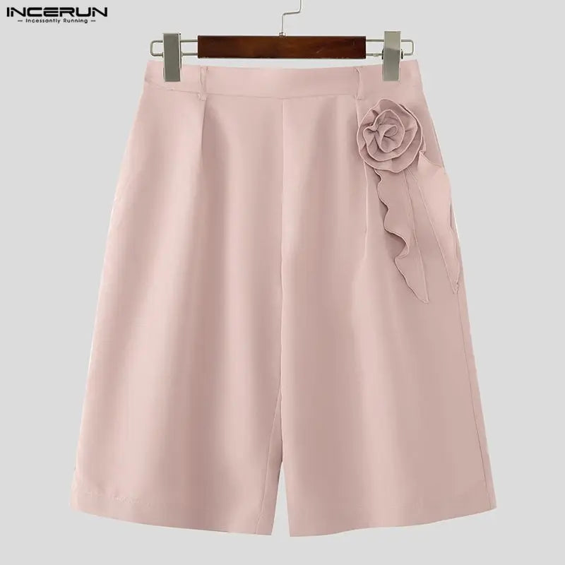INCERUN Men's Flower Wide Leg Shorts – High Waist Baggy Streetwear | S–5XL