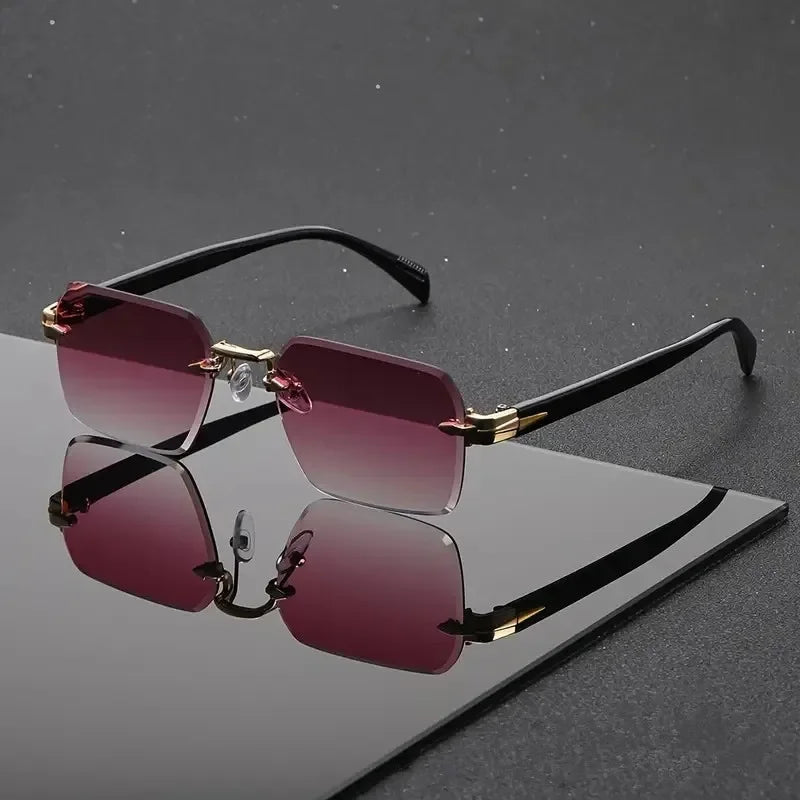 Rimless Rectangle Sunglasses – UV400 | 5 Colours | Plastic Frame