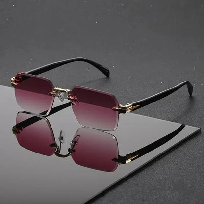 Rimless Rectangle Sunglasses – UV400 | 5 Colours | Plastic Frame