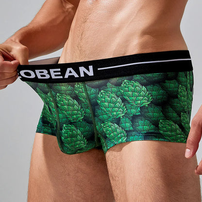 Seobean Low-Waist Printed Boxer Briefs – 4 Prints | M–2XL | Polyester & Elastane