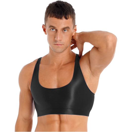 Men's Crop Top | Deep U-Neck Y-Back | 9 Colours | L & XL