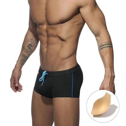 Swimshort with Rainbow Detail – Black, White & Dark Blue | M–XXL