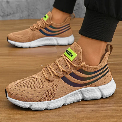 Striped Air Mesh Sneakers | Khaki | EU 36–46