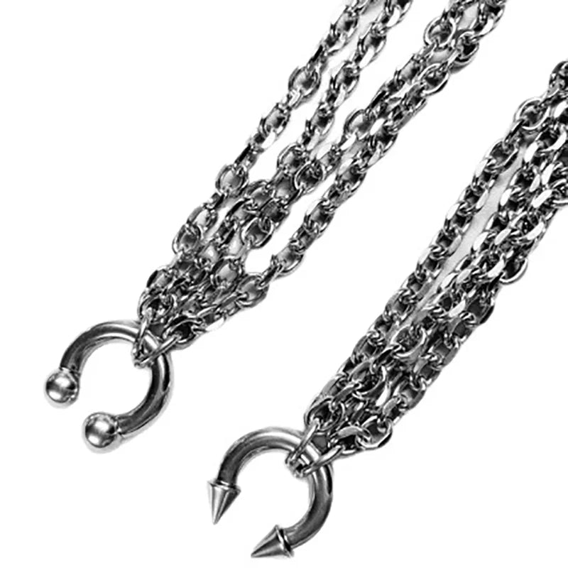 Nose Ring Pendant Necklace – Point & Round | Stainless Steel | Punk