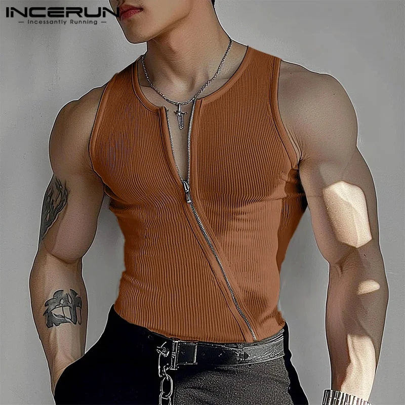 Solid Colour Knitted Tank Top | O-Neck | 3 Colours | S–3XL