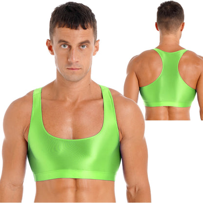 Men's Crop Top | Deep U-Neck Y-Back | 9 Colours | L & XL