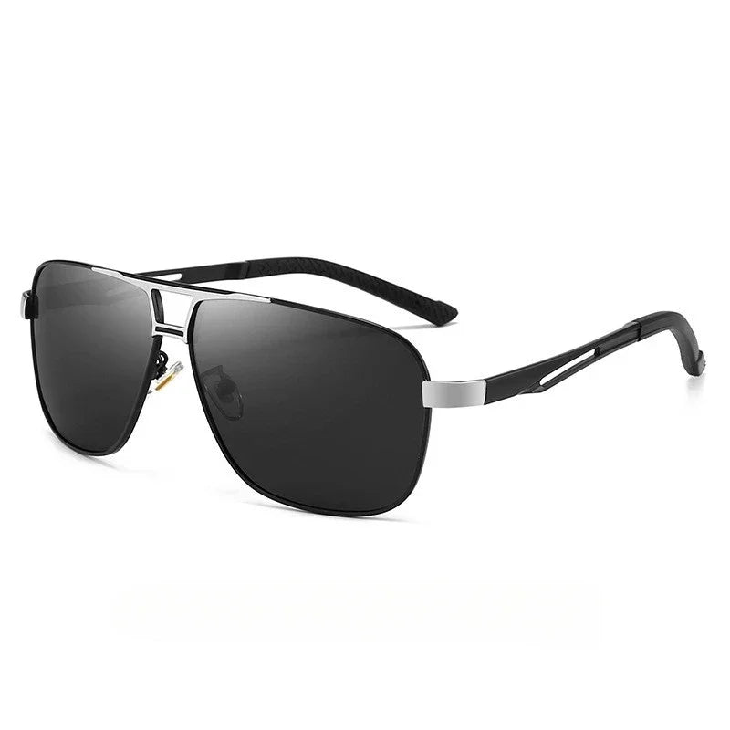 Square Photochromic Polarized Sunglasses – Silvery, Red, Golden & Black | One Size | Aluminium & TAC